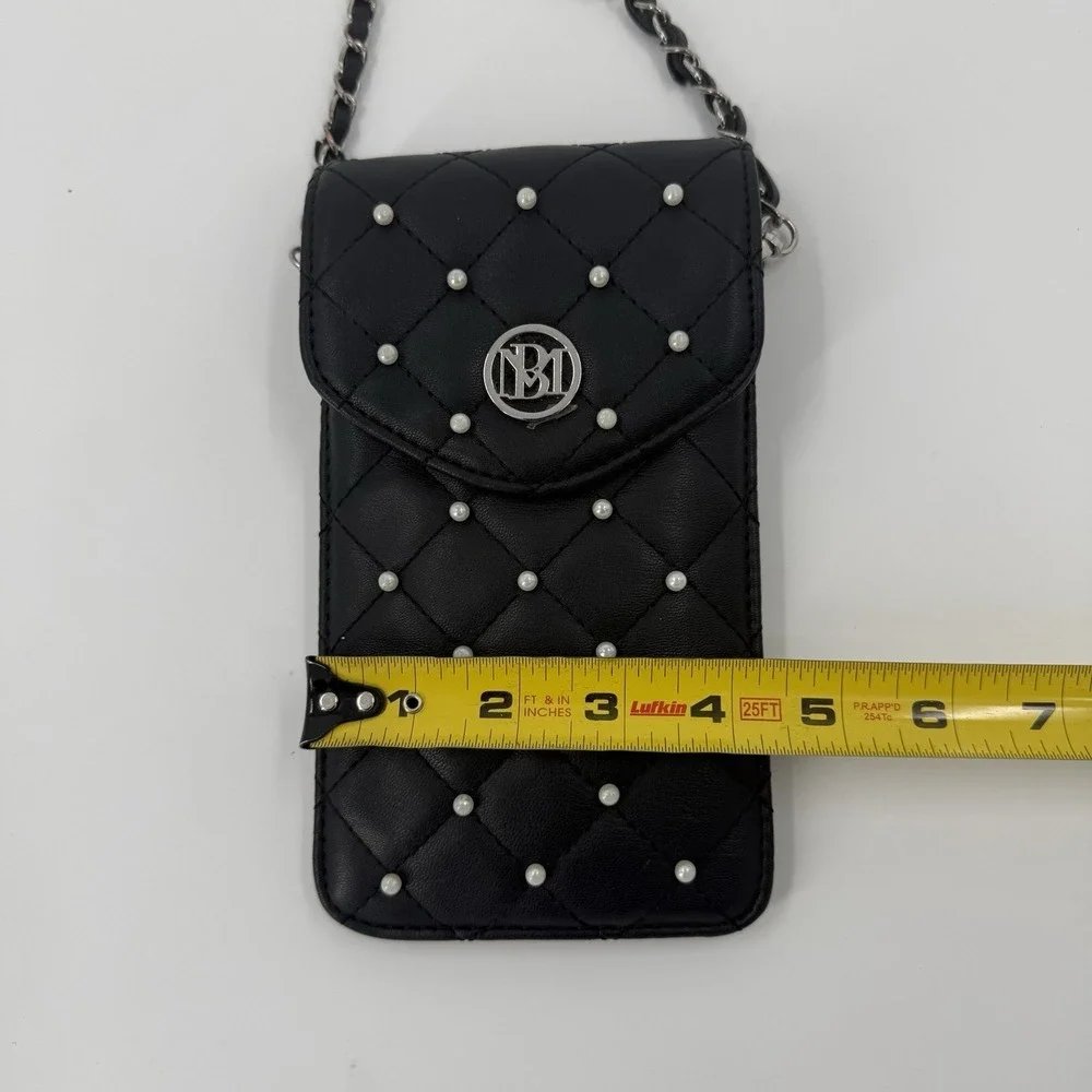 Badgley Mischka Black Bag Phone Case w Diamond Quilting - Vegan Leather